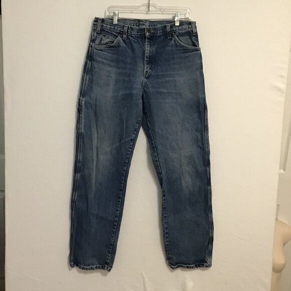 Dickies Relaxed Fit Carpenter Medium Wash Jeans Size 34 - Picture 1 of 13